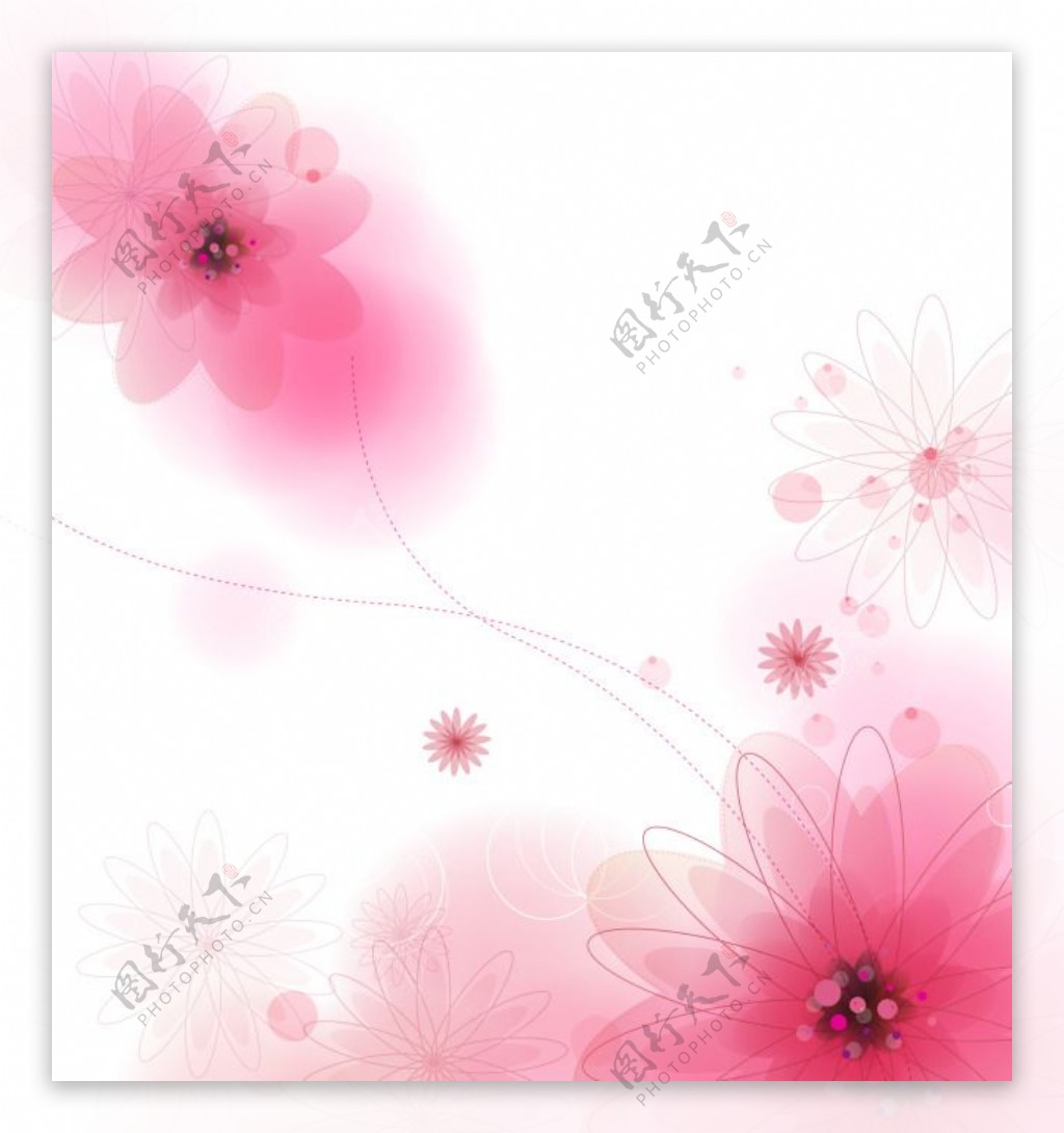粉色手绘花朵移门彩绘图案