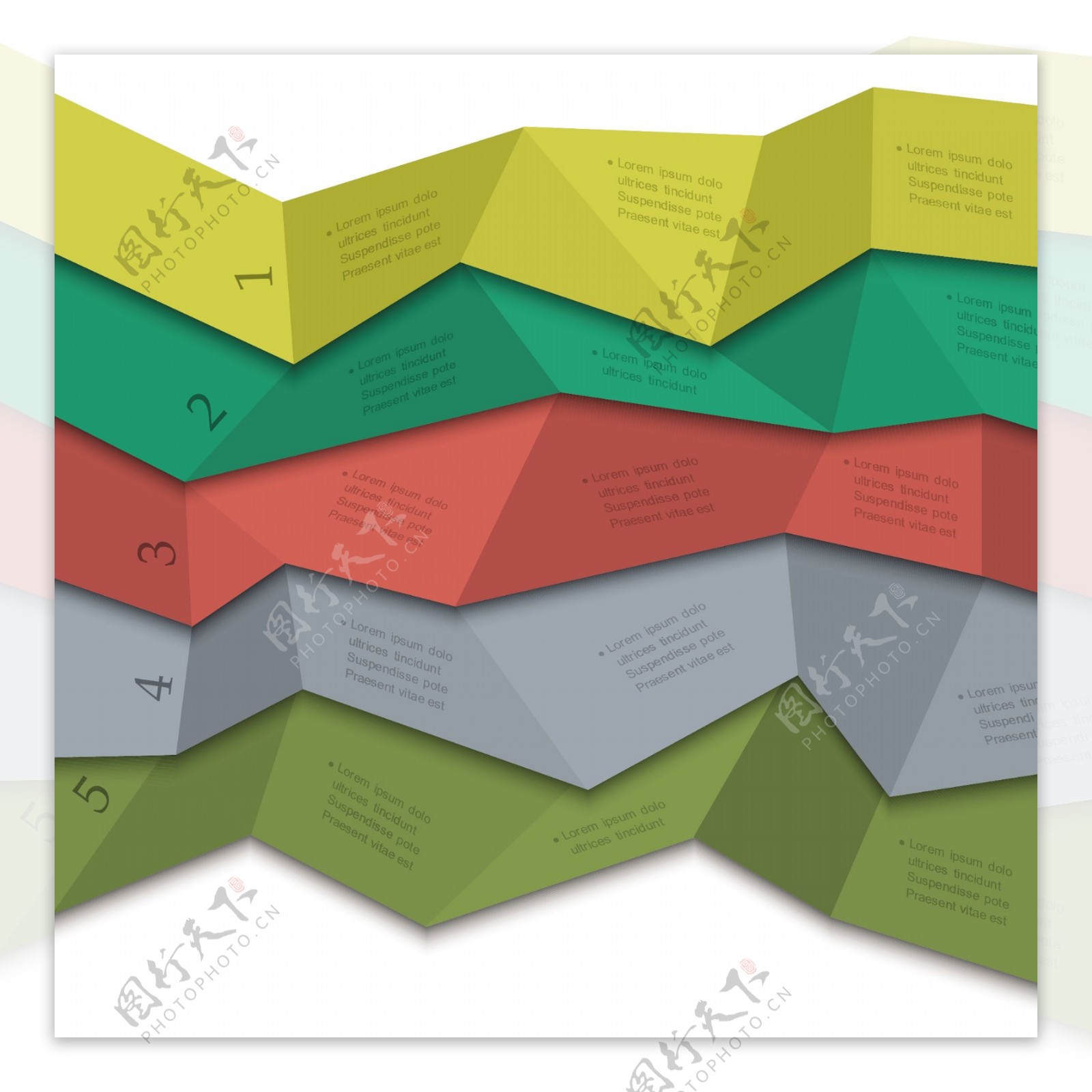折纸样式信息图形创意设计模板