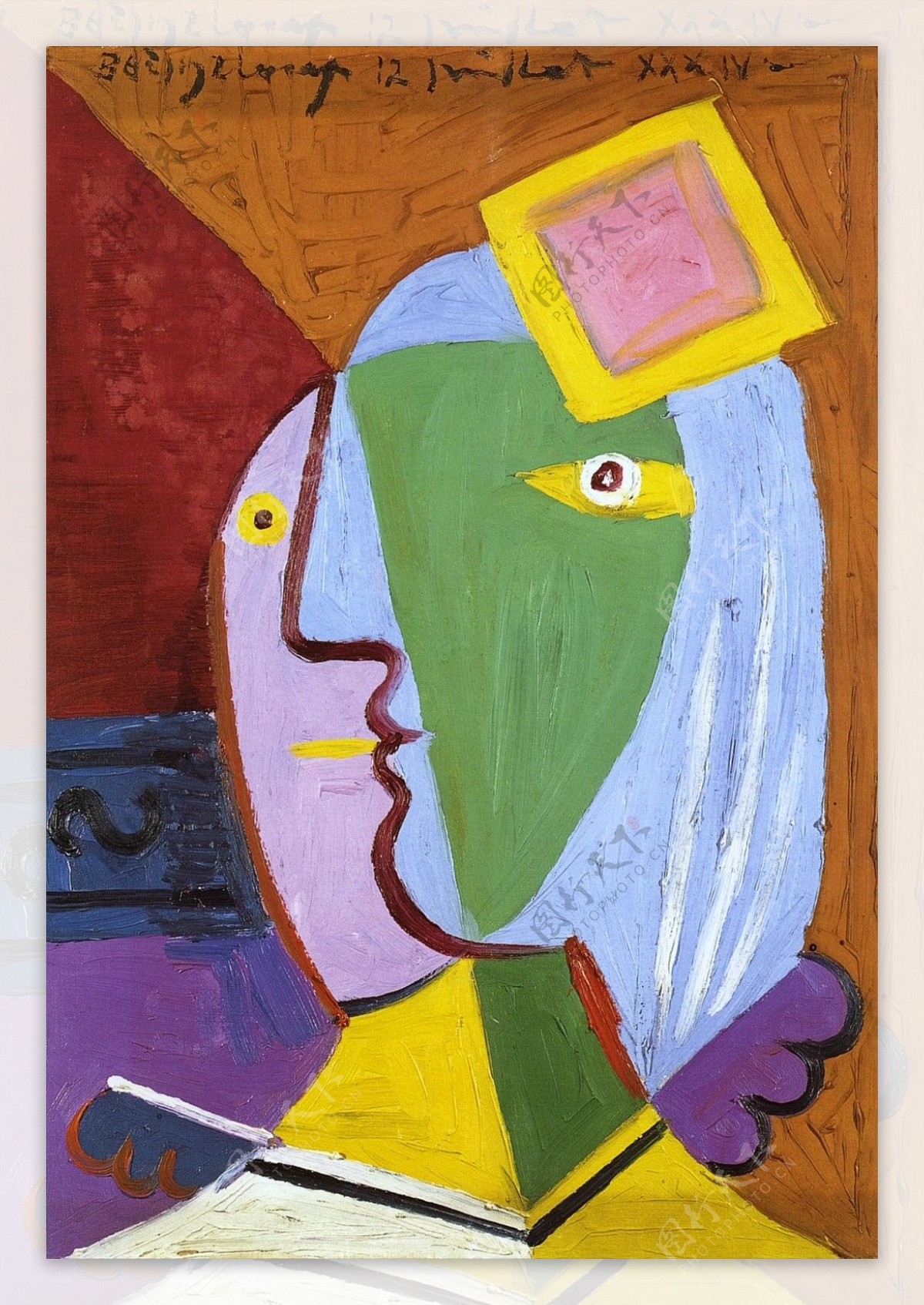 1934Femmeaub淇絜t西班牙画家巴勃罗毕加索抽象油画人物人体油画装饰画