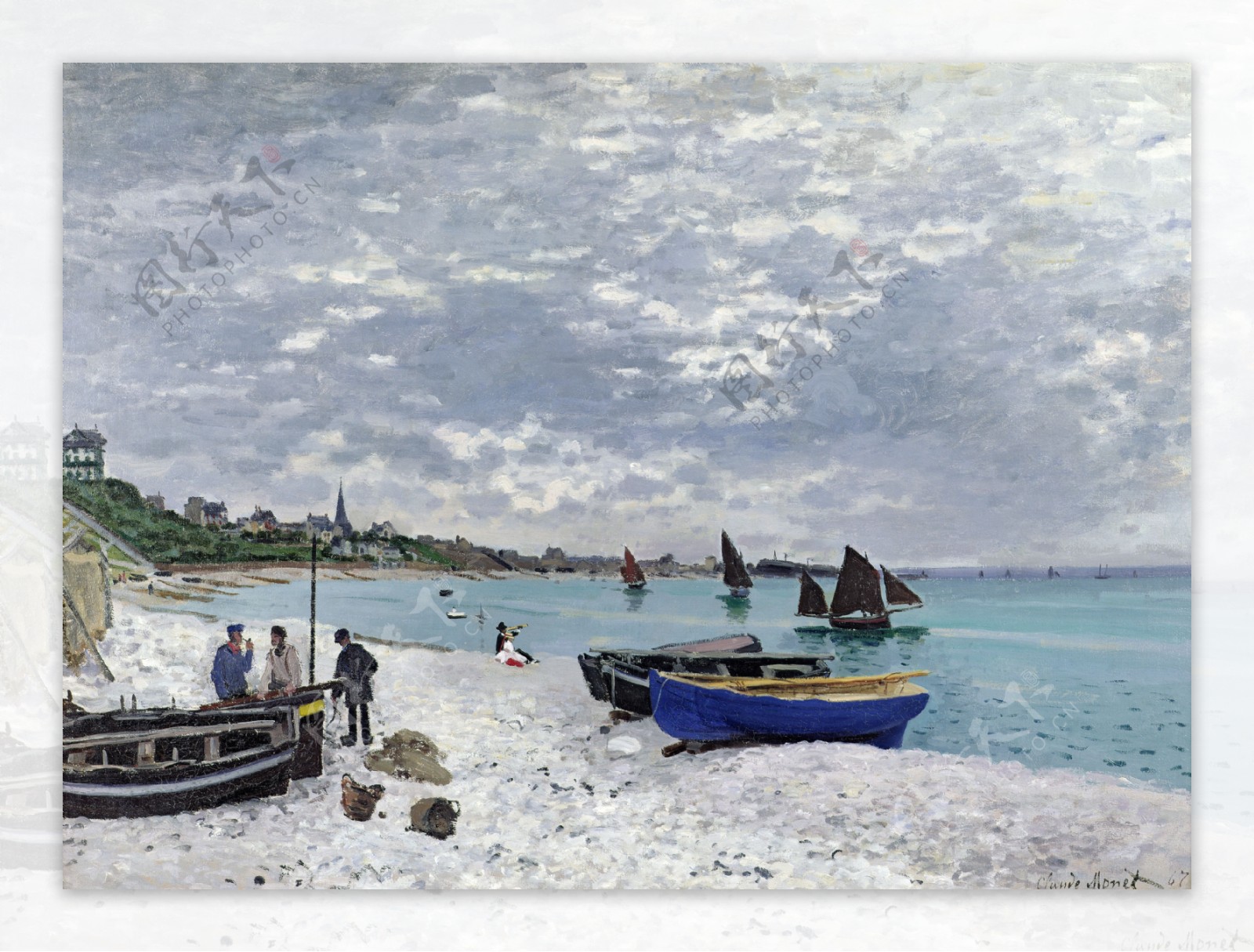 TheBeachatSainteAdresse1867法国画家克劳德.莫奈oscarclaudeMonet风景油画装饰画