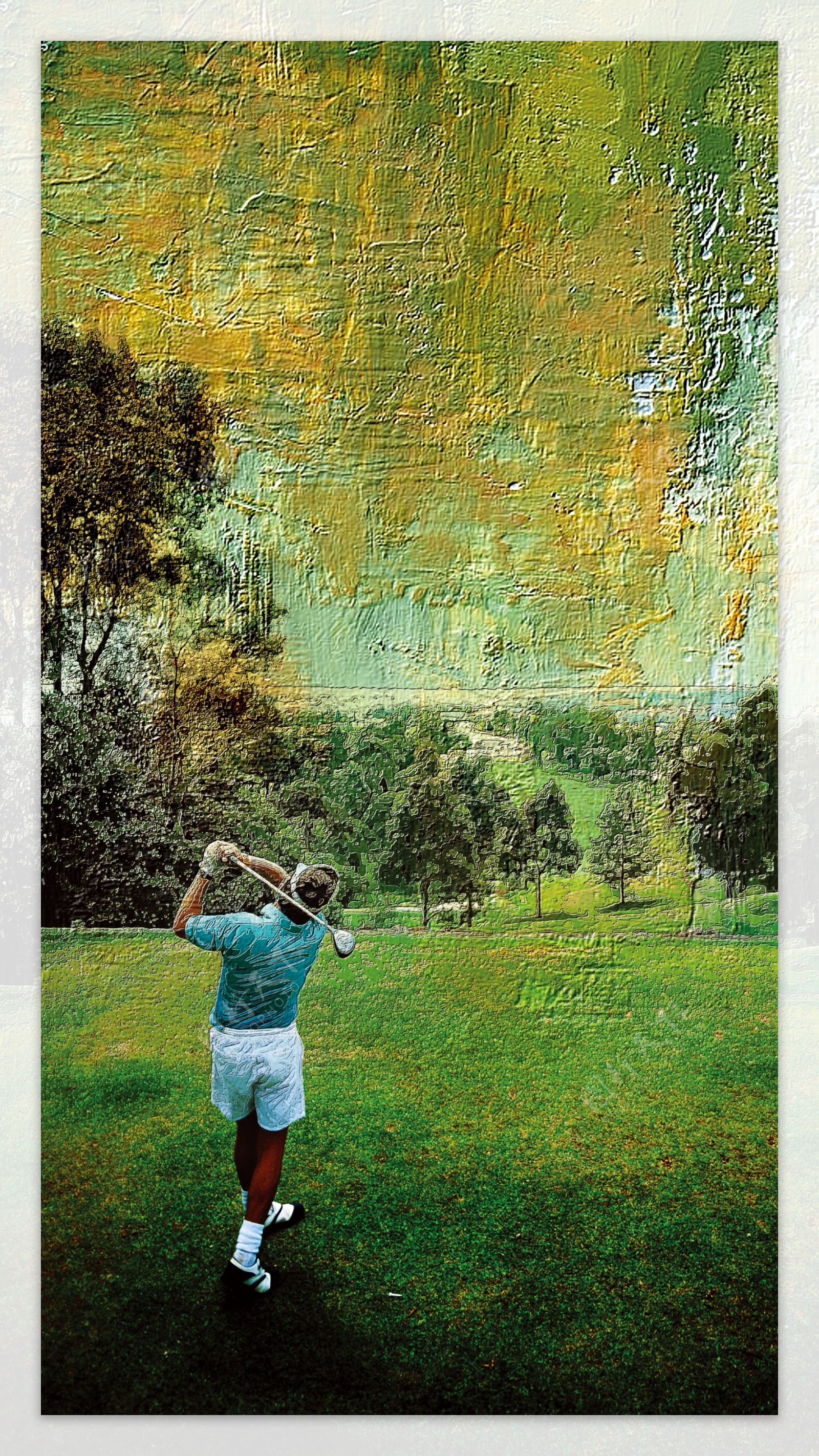 高尔夫油画绿地图片