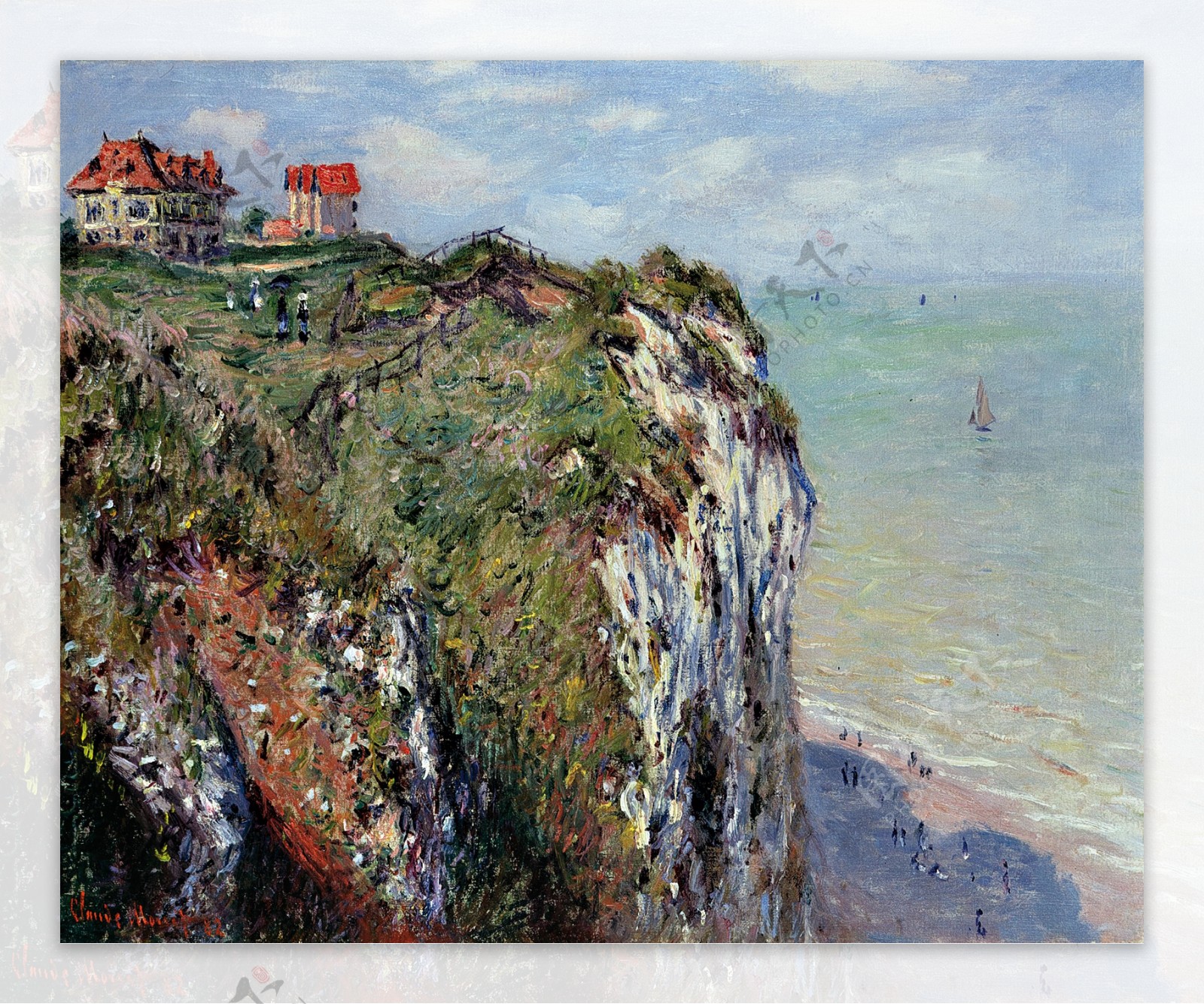 TheCliffatDieppe1882法国画家克劳德.莫奈oscarclaudeMonet风景油画装饰画