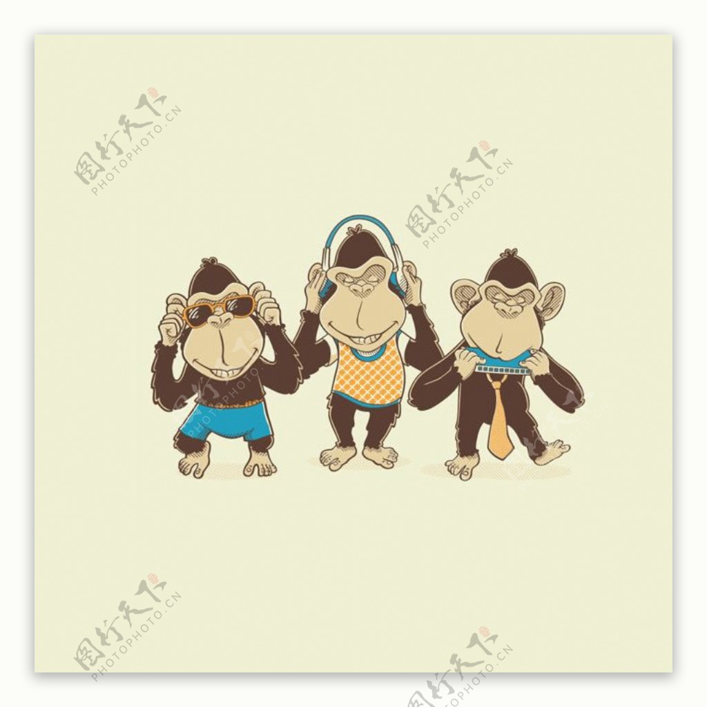 位图插画动物猴子免费素材