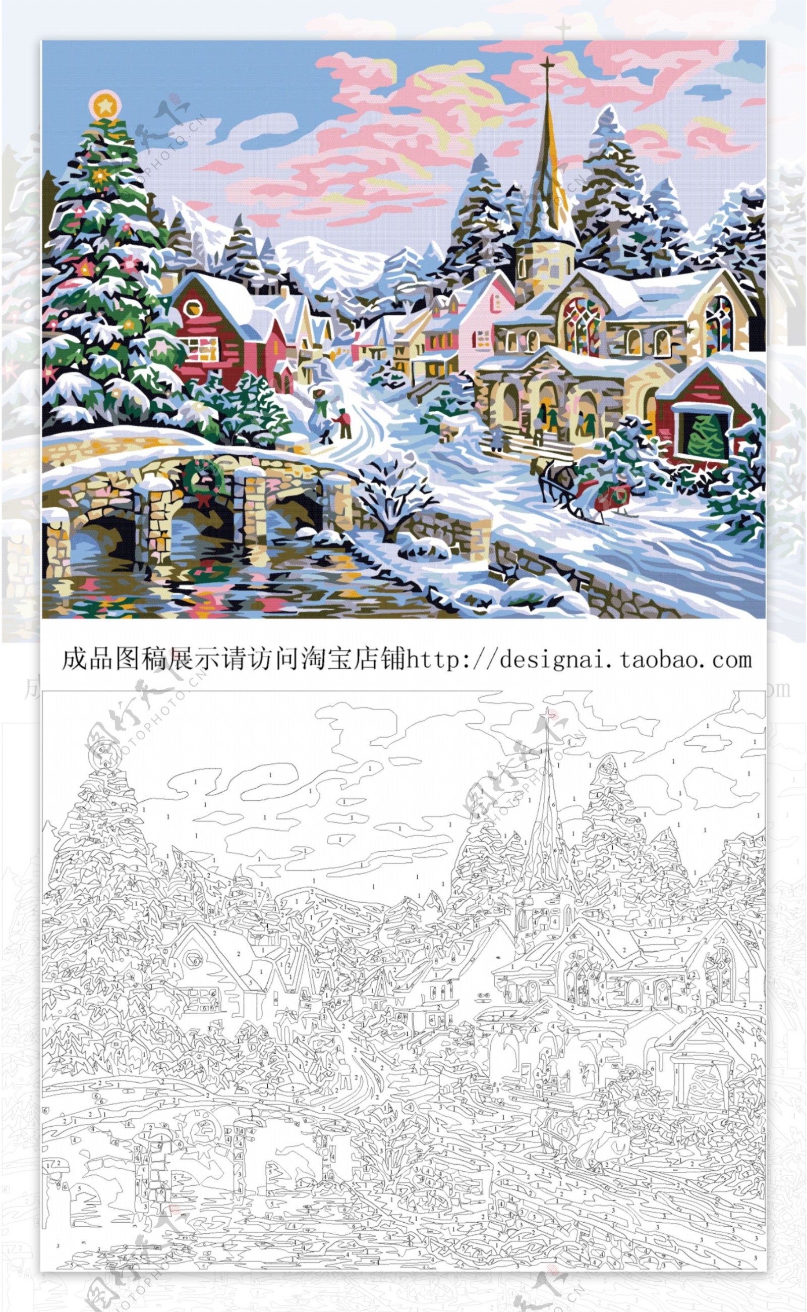 数字油画雪景图片