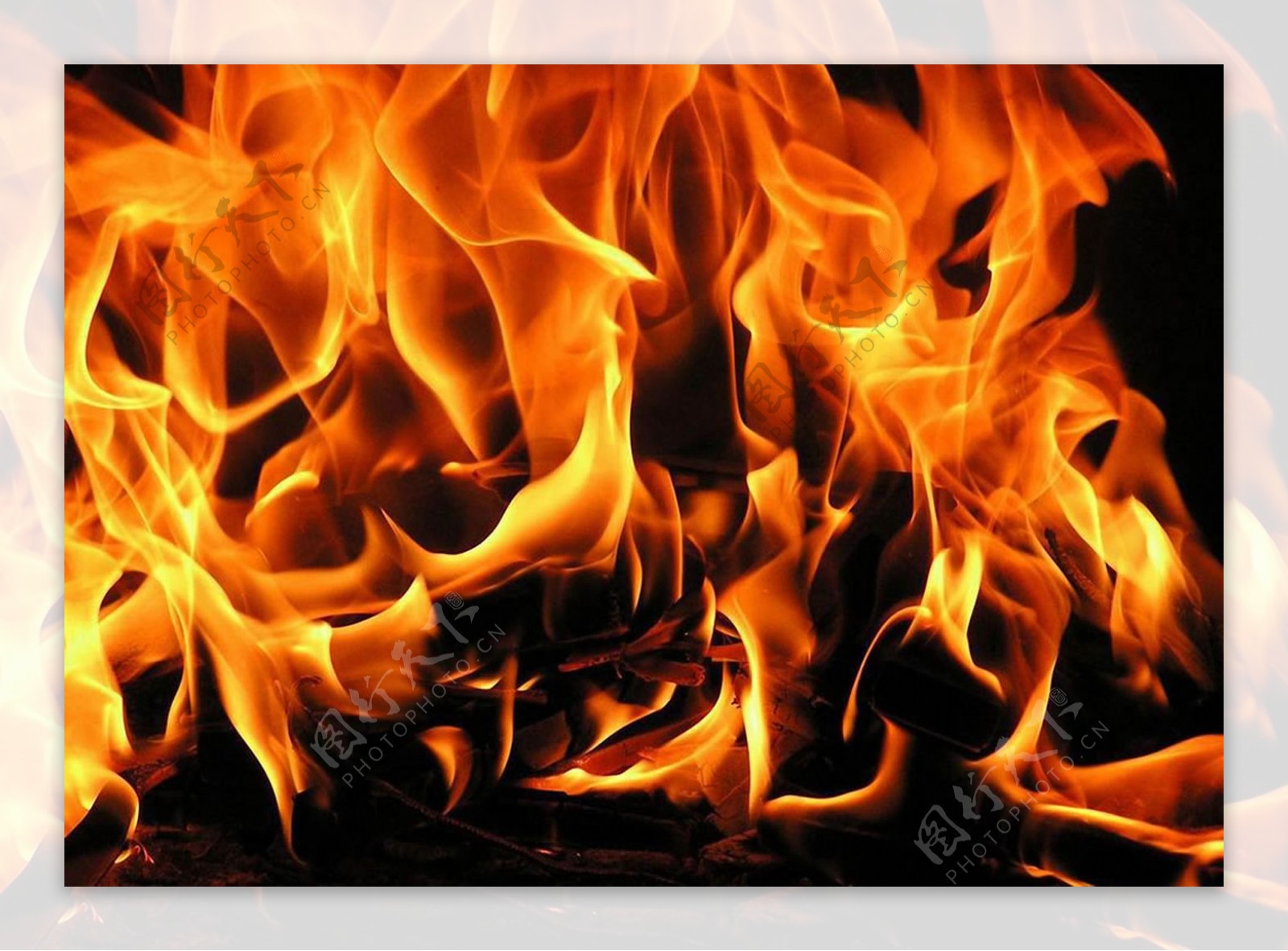 高清木材燃烧火焰图片