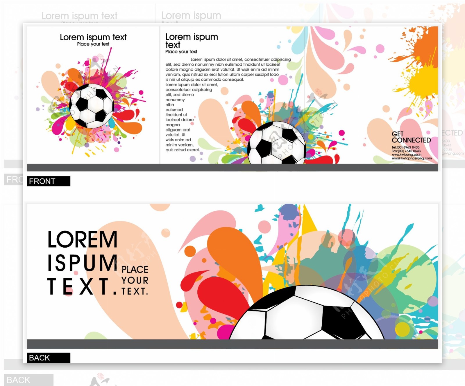 墨迹花纹足球企业vi宣传册设计图片