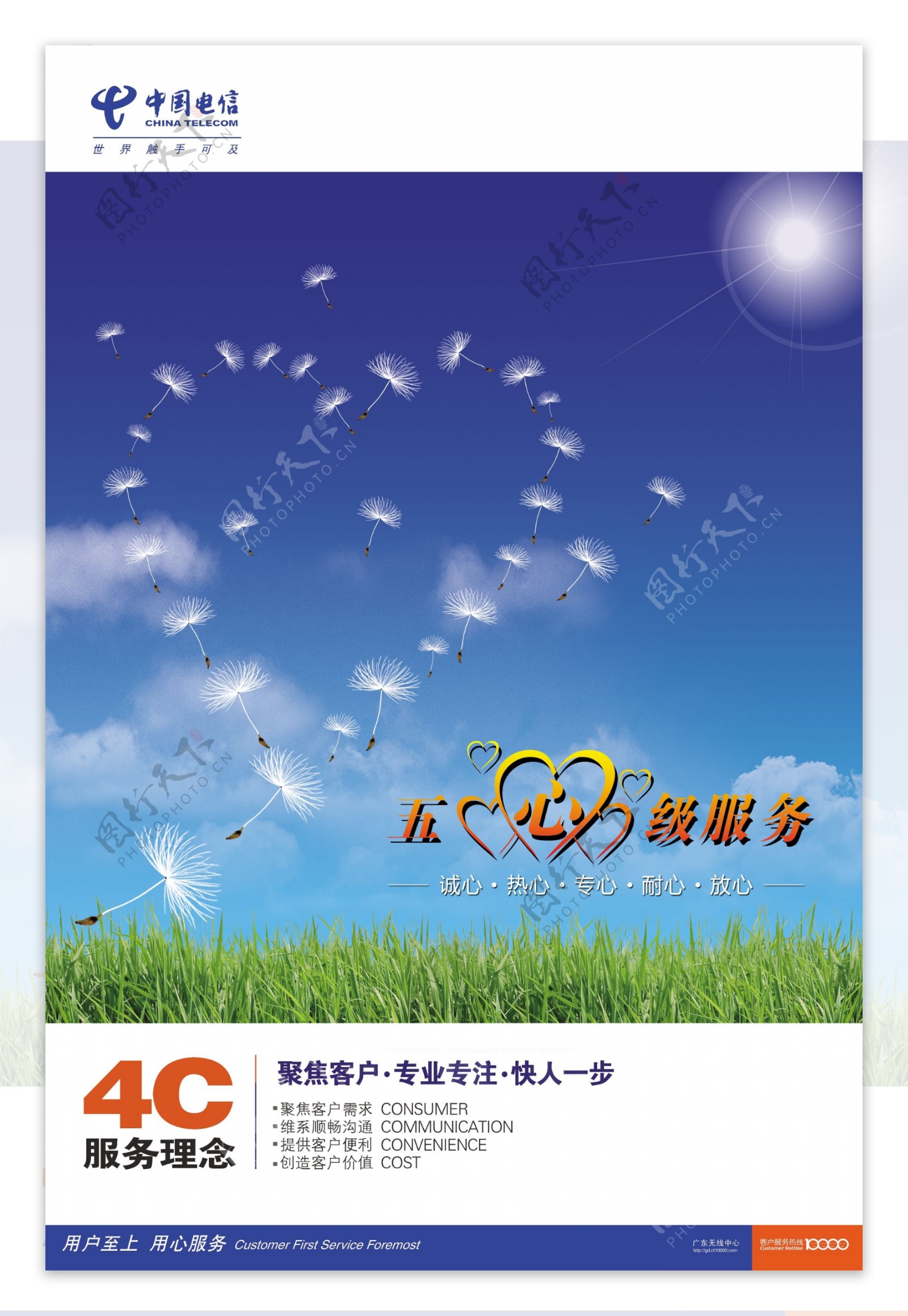中国电信五心服务海报图片