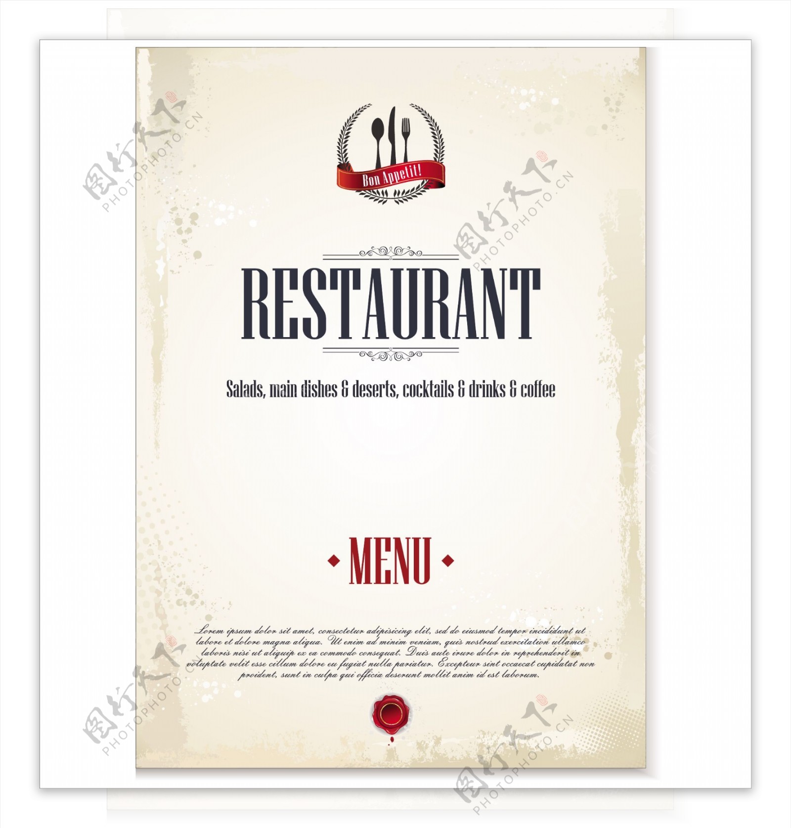 西餐厅菜单封面图片