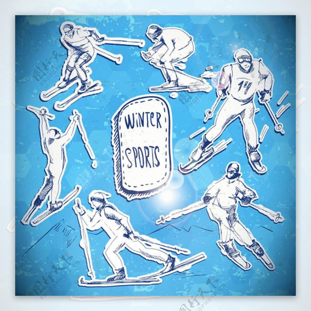 滑雪赛事插画矢量素材