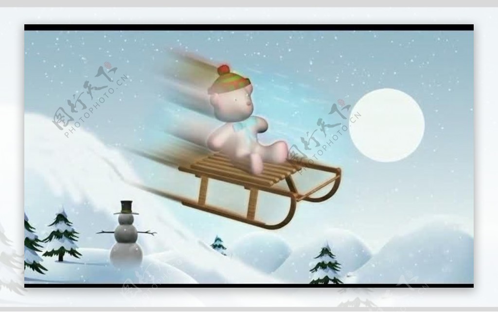 卡通滑雪视频素材图片
