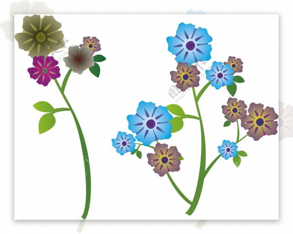 印花矢量图植物色彩五颜六色花纹免费素材