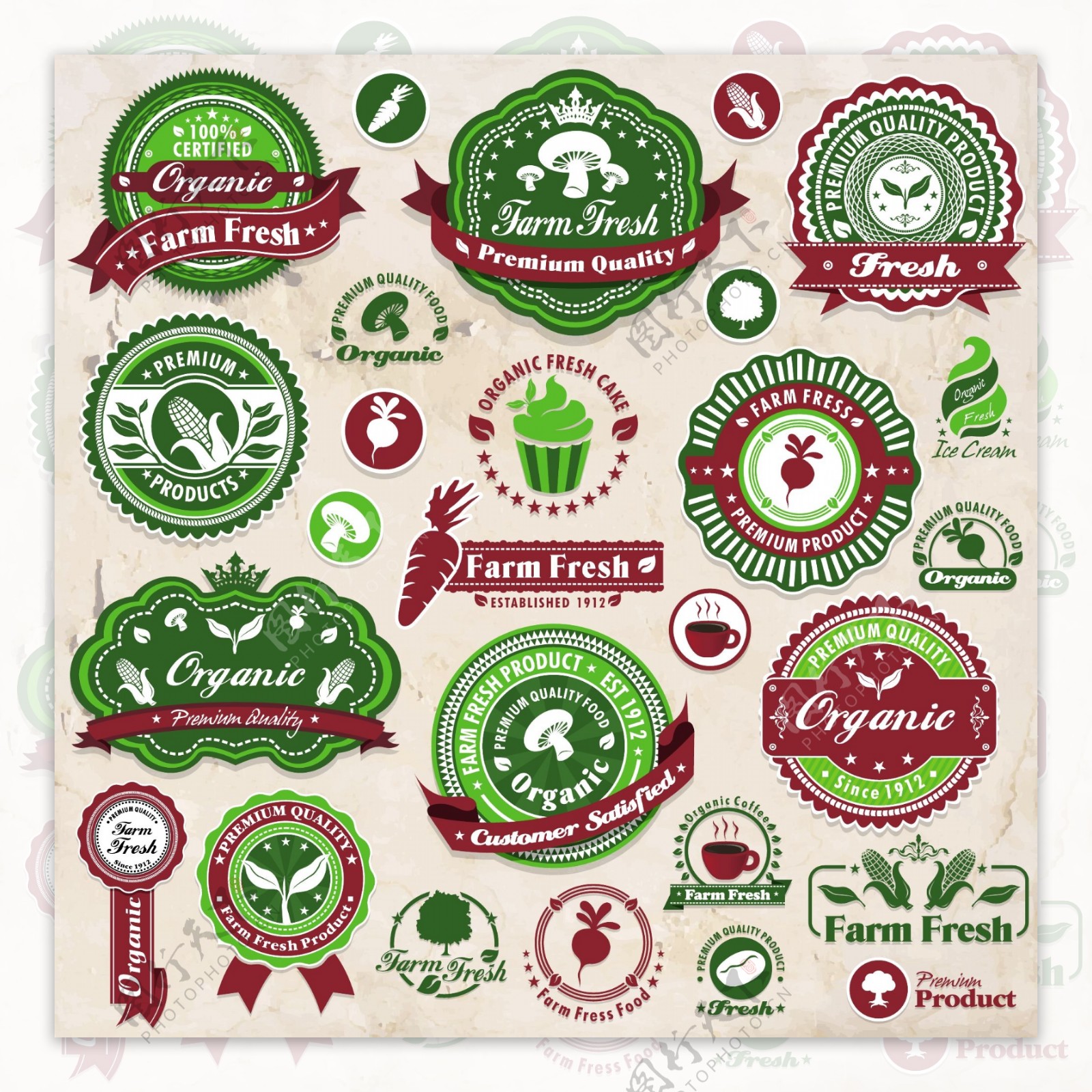 绿色环保生态农业标签图片