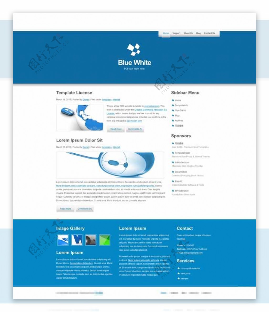 蓝色大气的web20网页模板