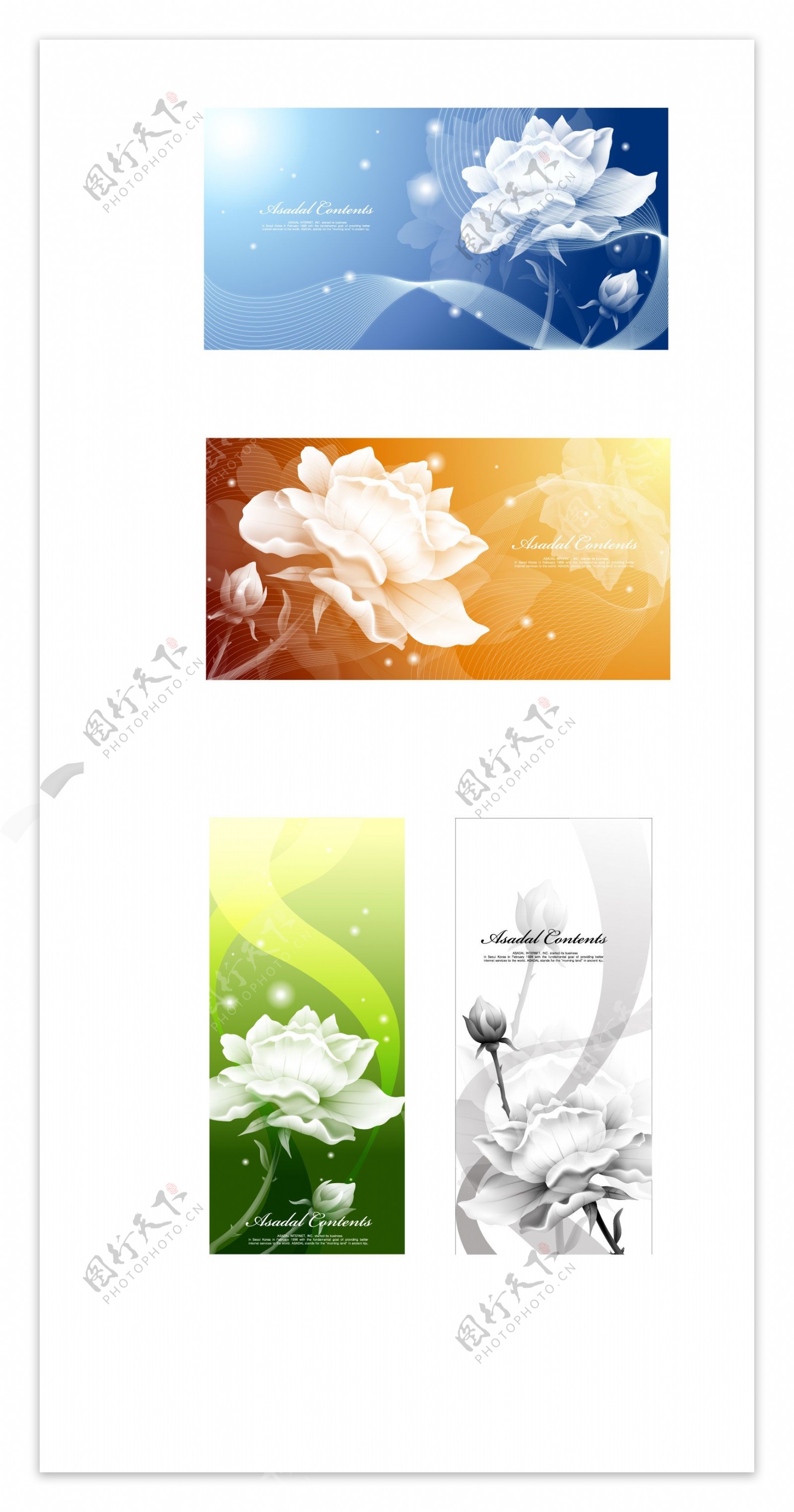 白色花卉装饰banner矢量图AI
