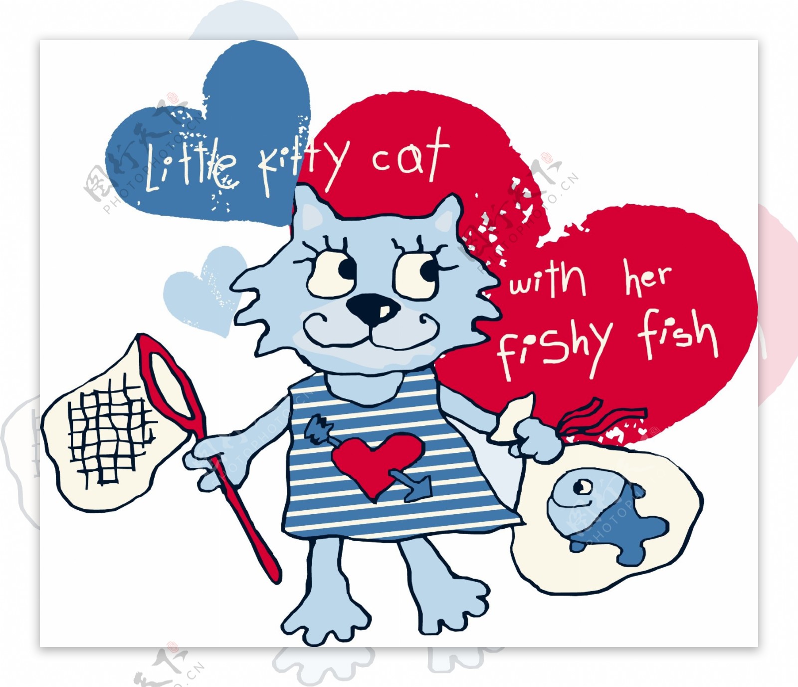 卡通猫儿童印花可爱动物