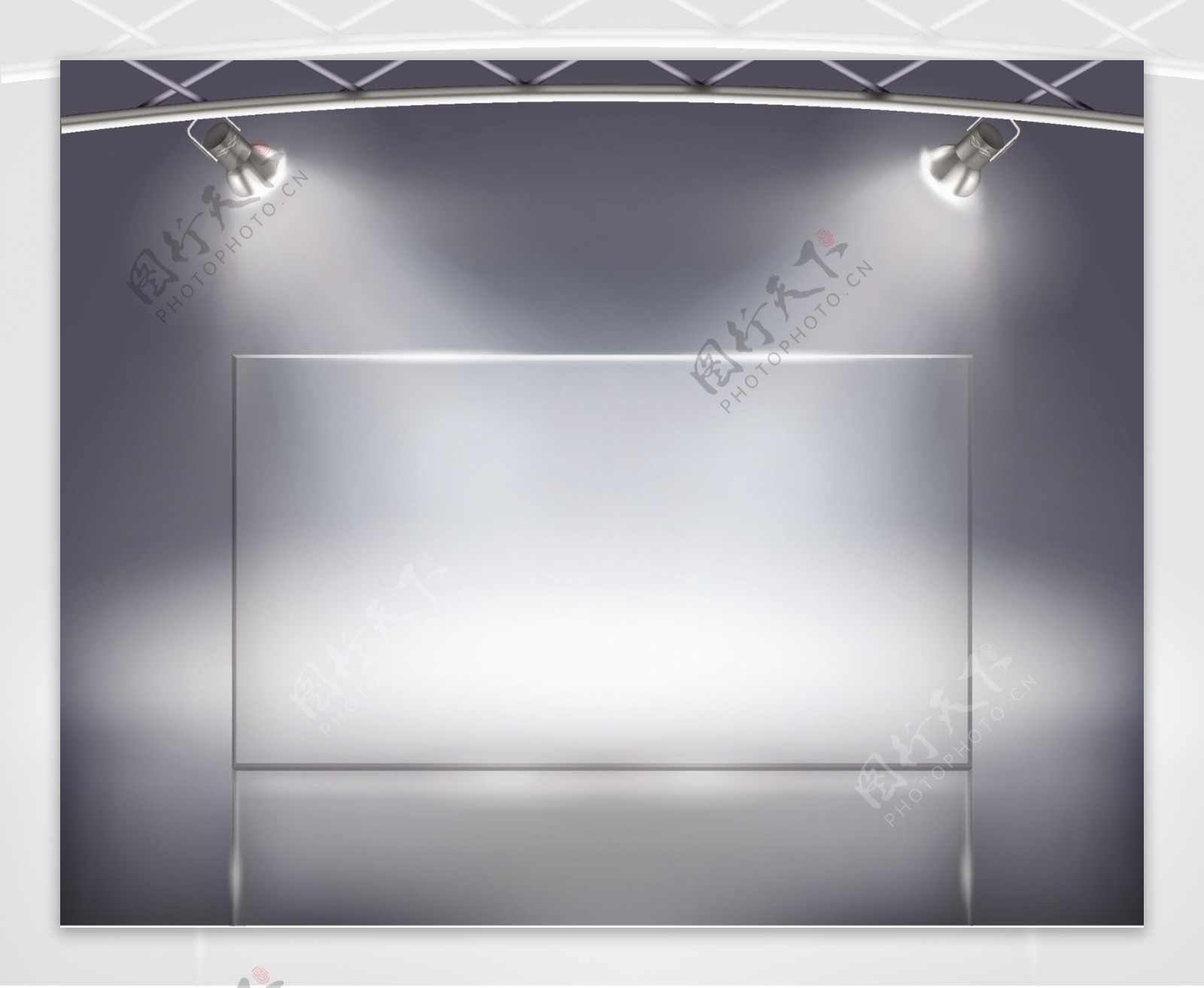 灯光照射展厅墙面设计矢量素材