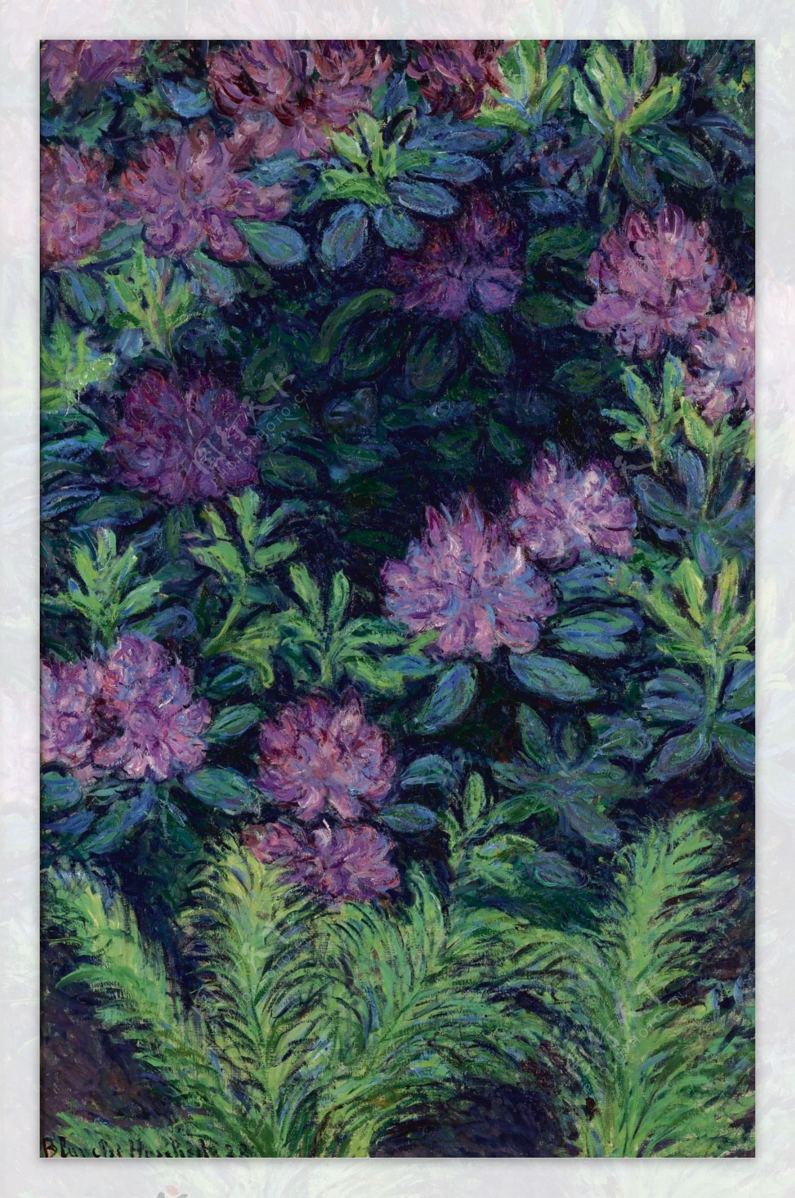 BlancheHoschedeMonetRhododendrons1928大师画家风景画静物油画建筑油画装饰画