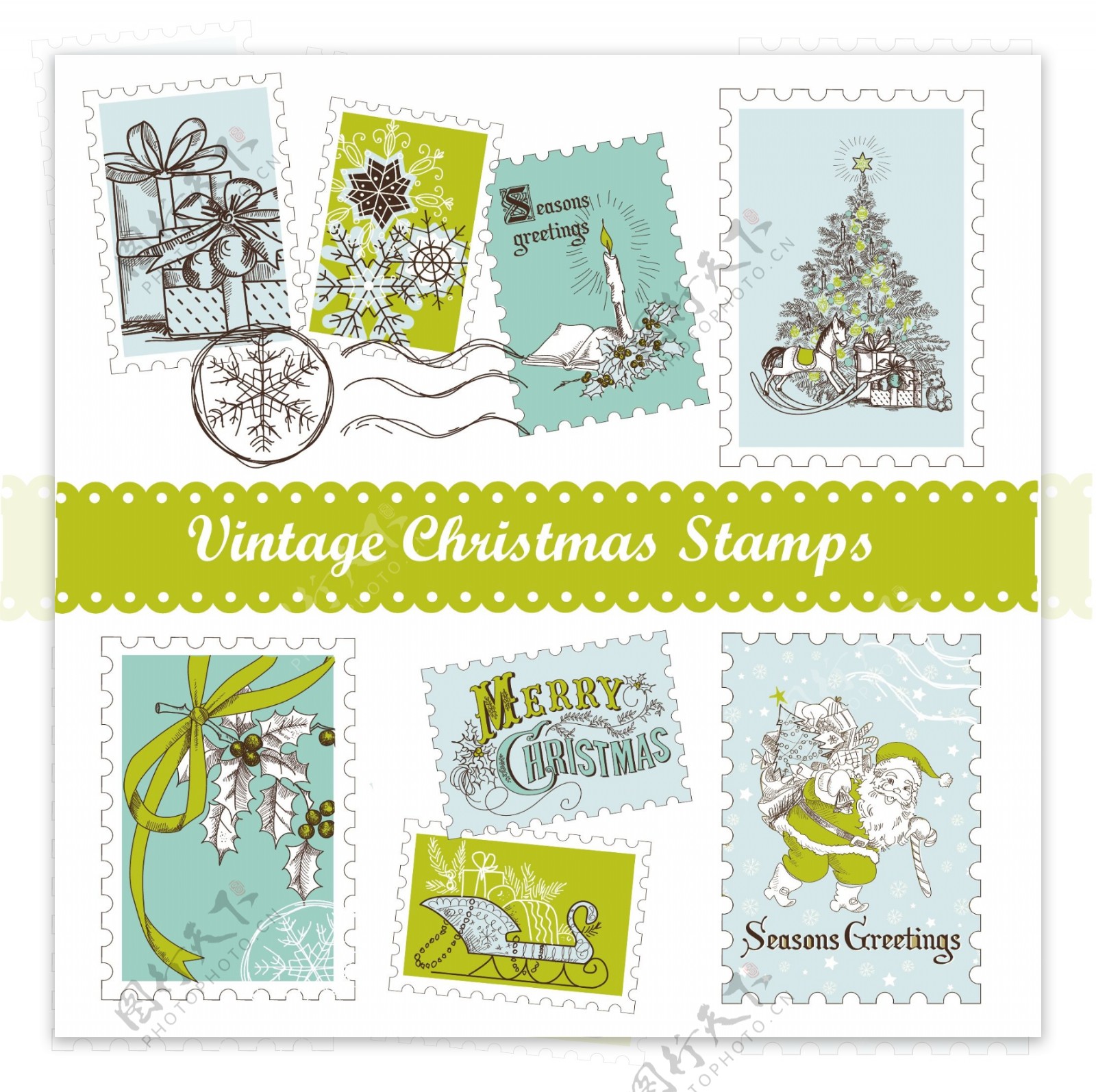圣诞邮票图片
