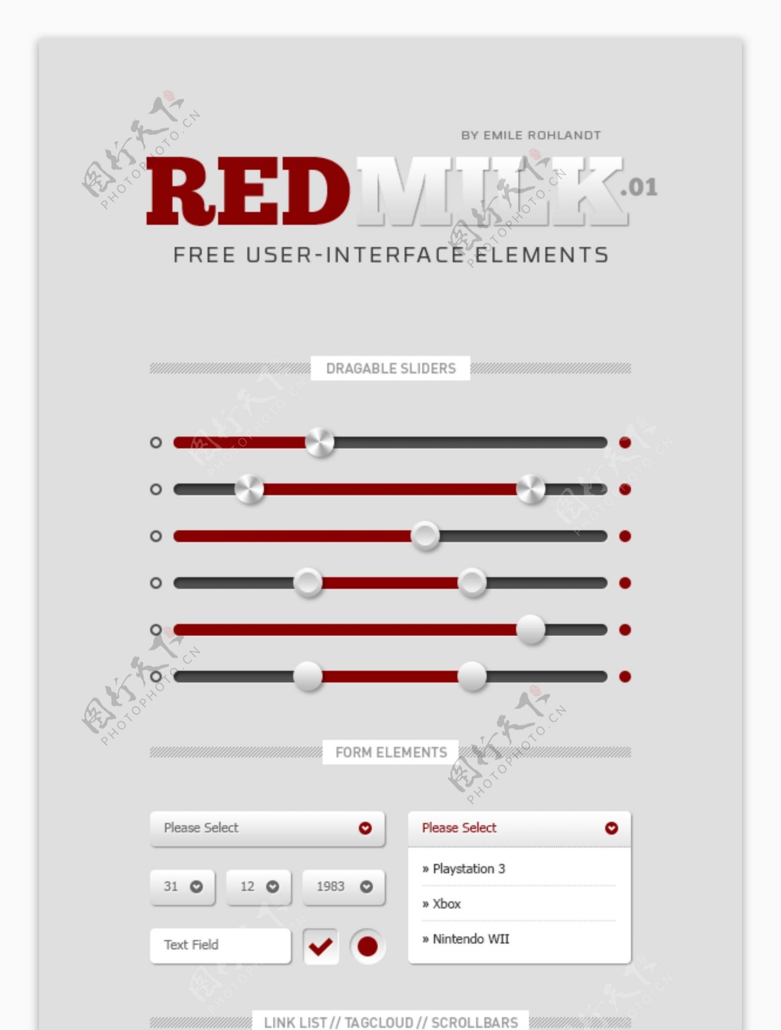 redmilkWebUI元素盒PSD