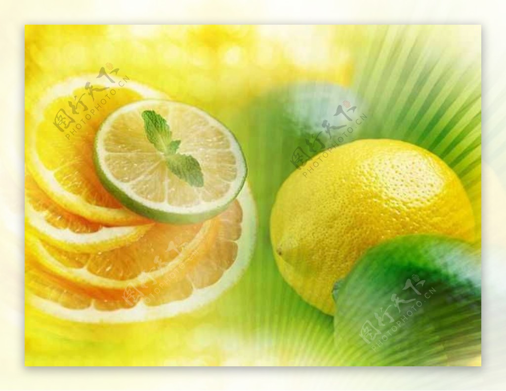 青柠檬水果蔬菜类PPT模板