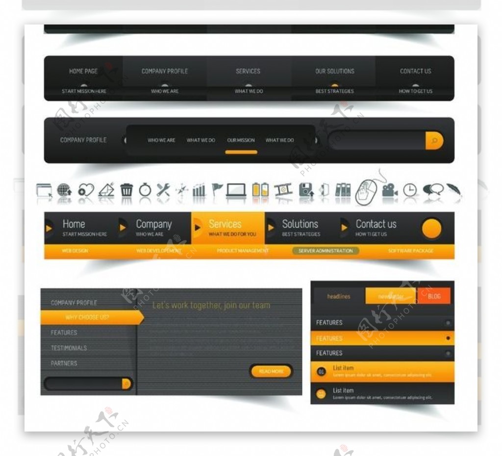网页UI设计矢量素材