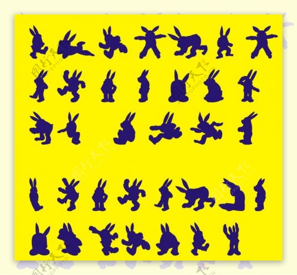 单色兔子矢量图图片