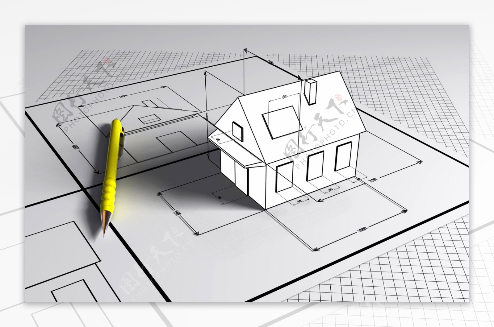 3D立体建筑施工绘图图片