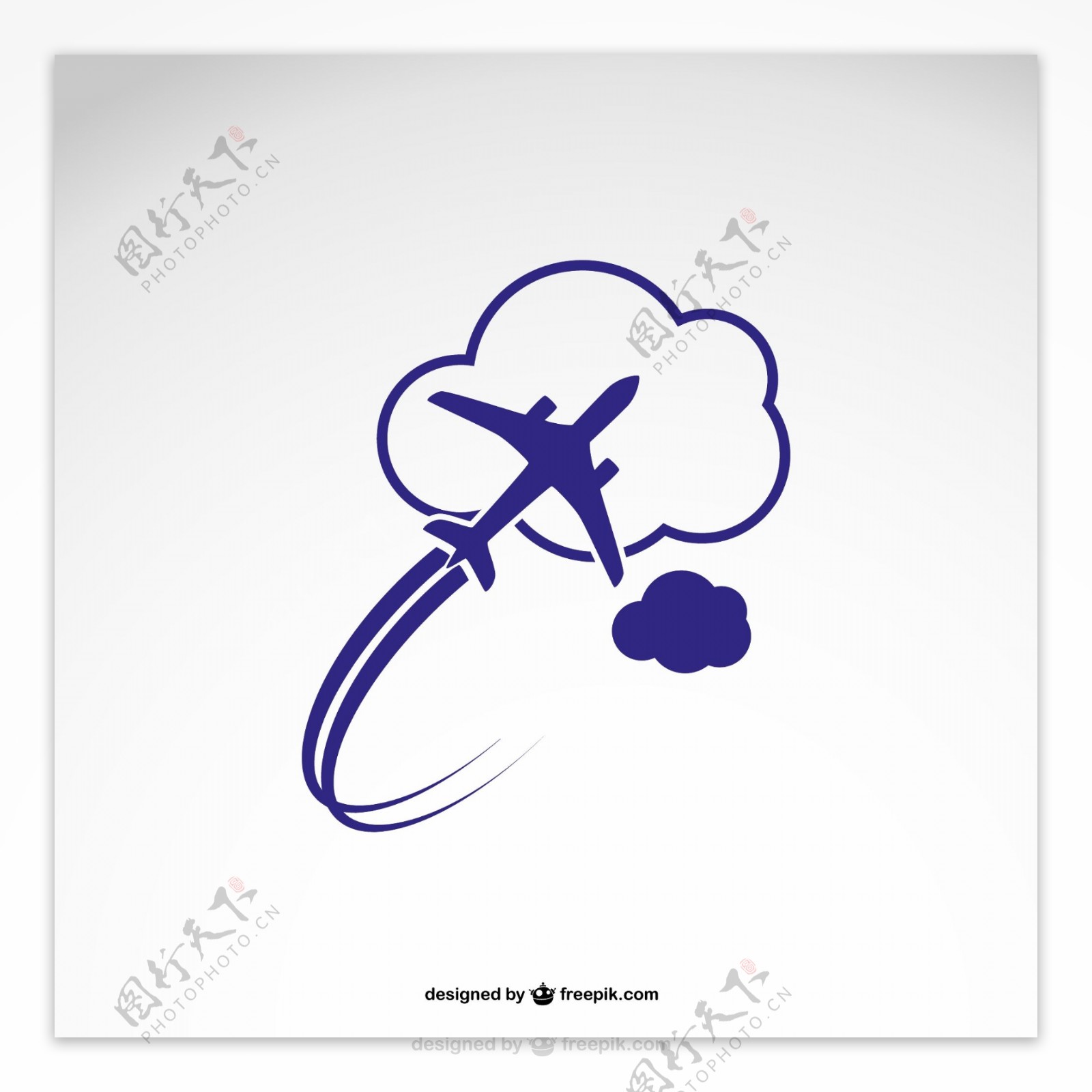 蓝色飞机云朵标志图片