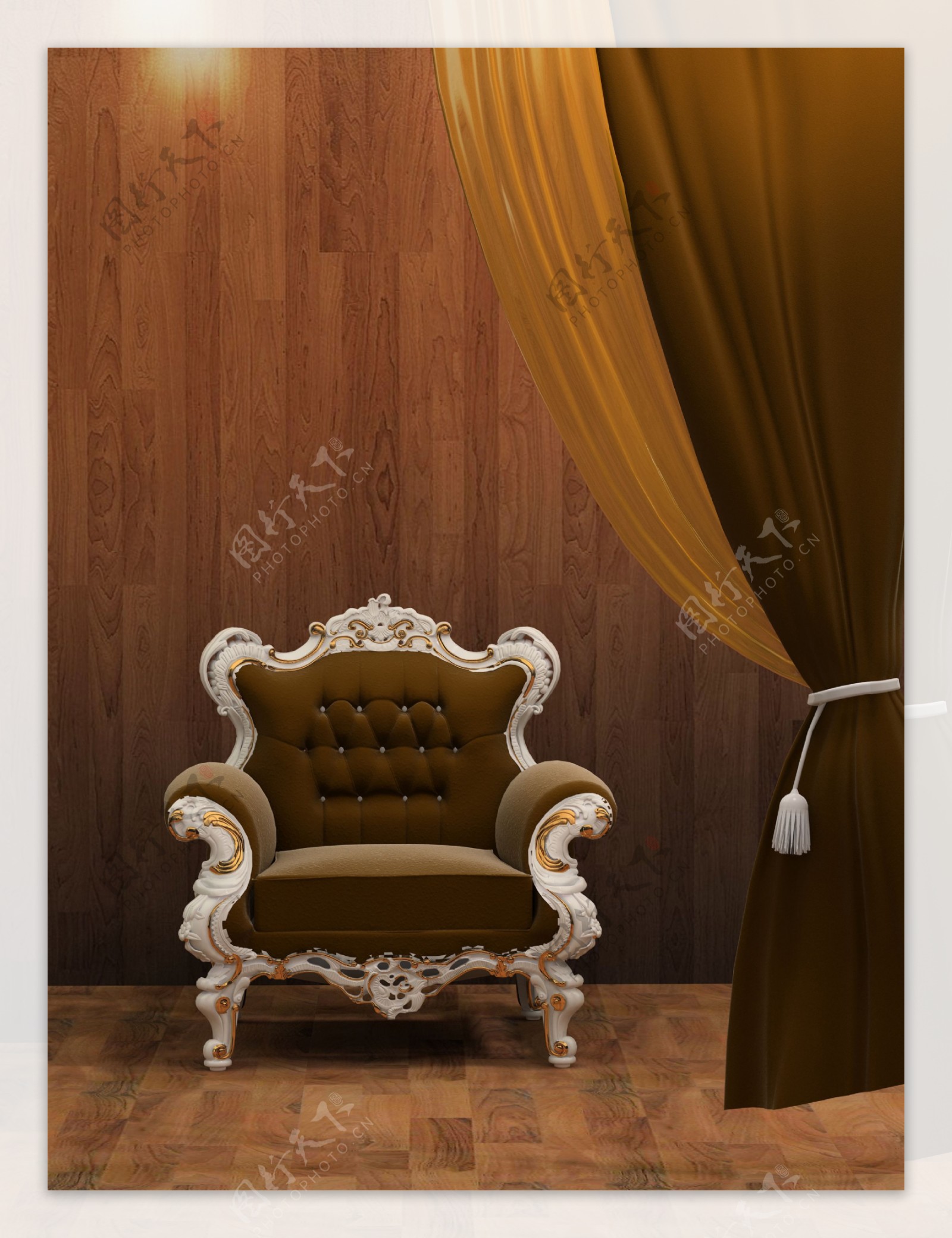 时尚古典沙发窗帘室内设计图片