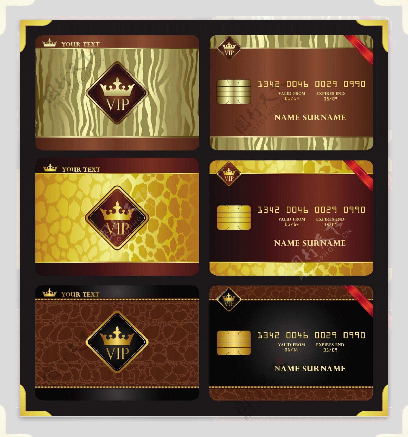 华丽的金色的VIP卡片模板矢量素材
