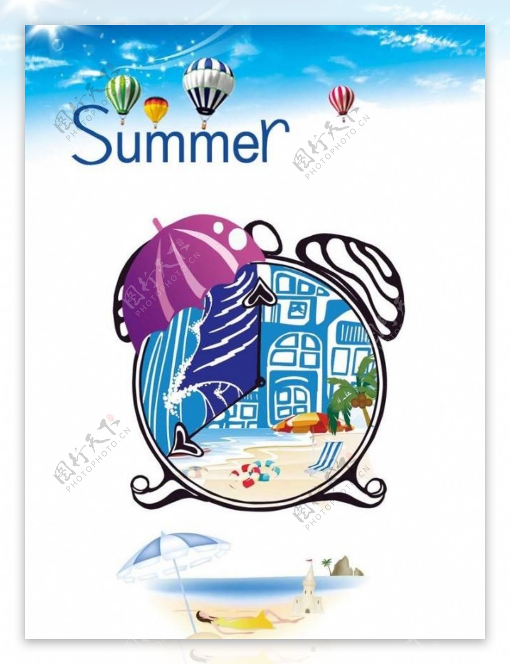 夏季海滩休闲海报图片