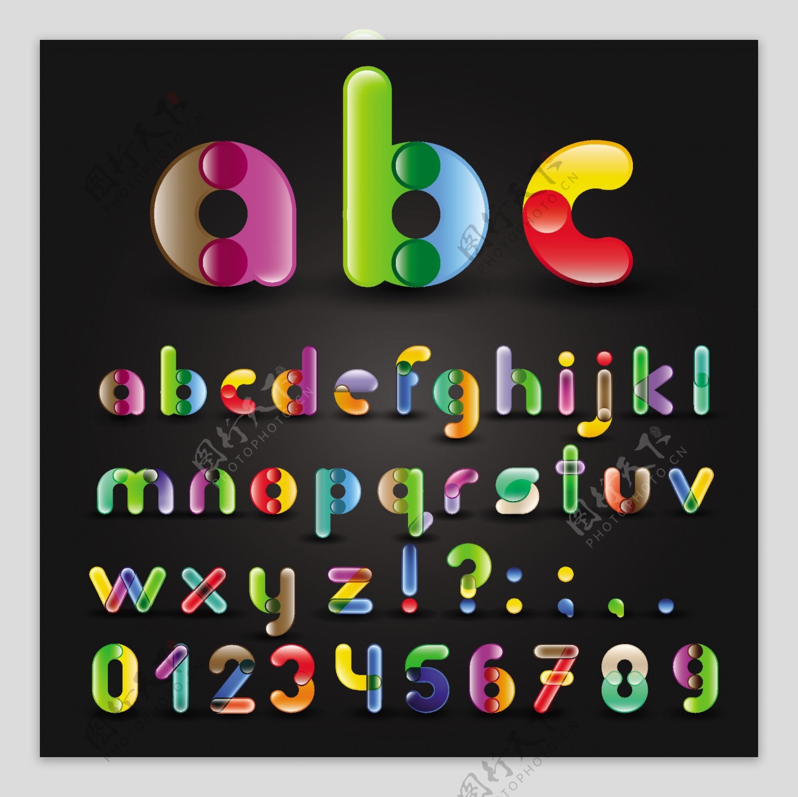 色彩拼接字体设计矢量素材