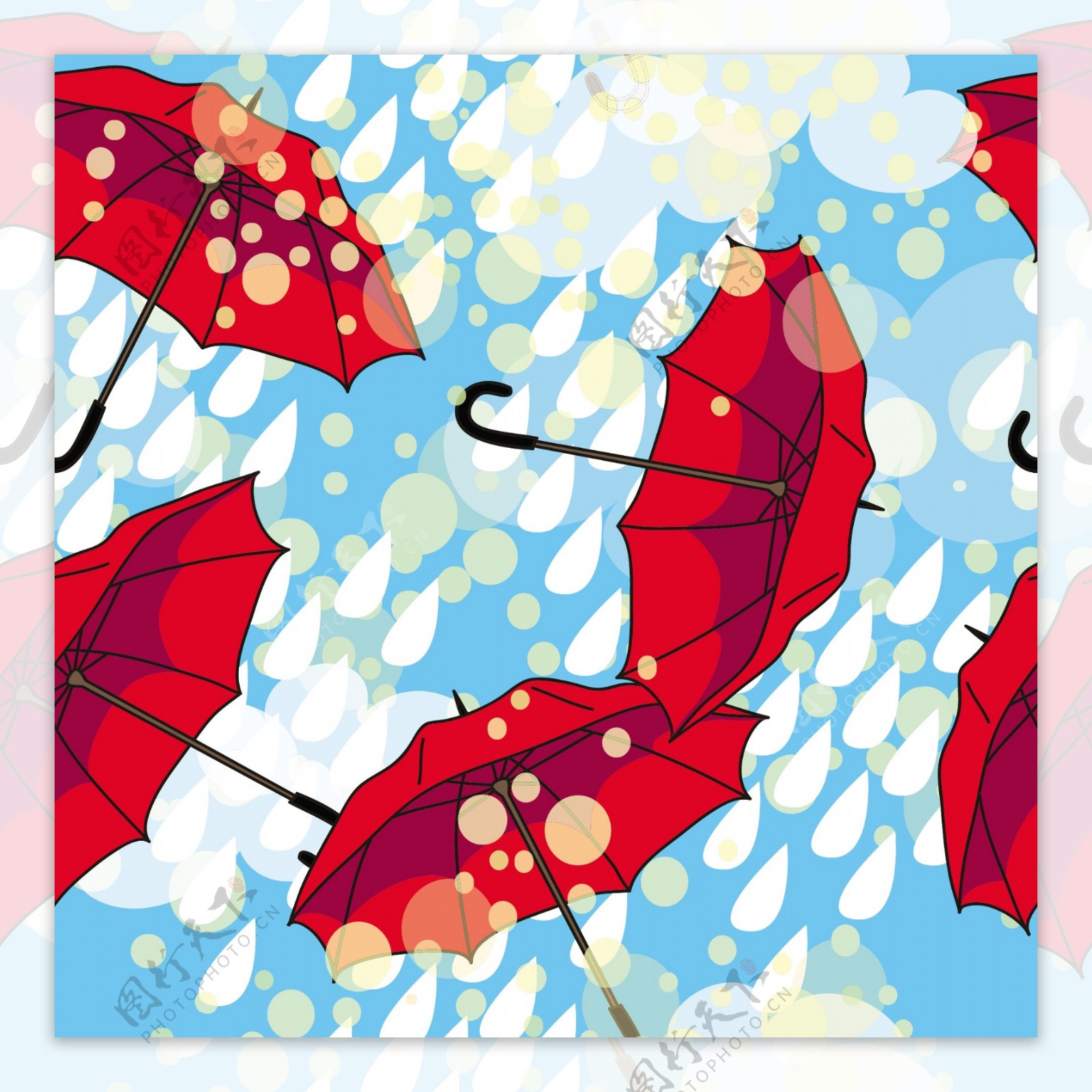 彩色雨伞底纹背景矢量素材