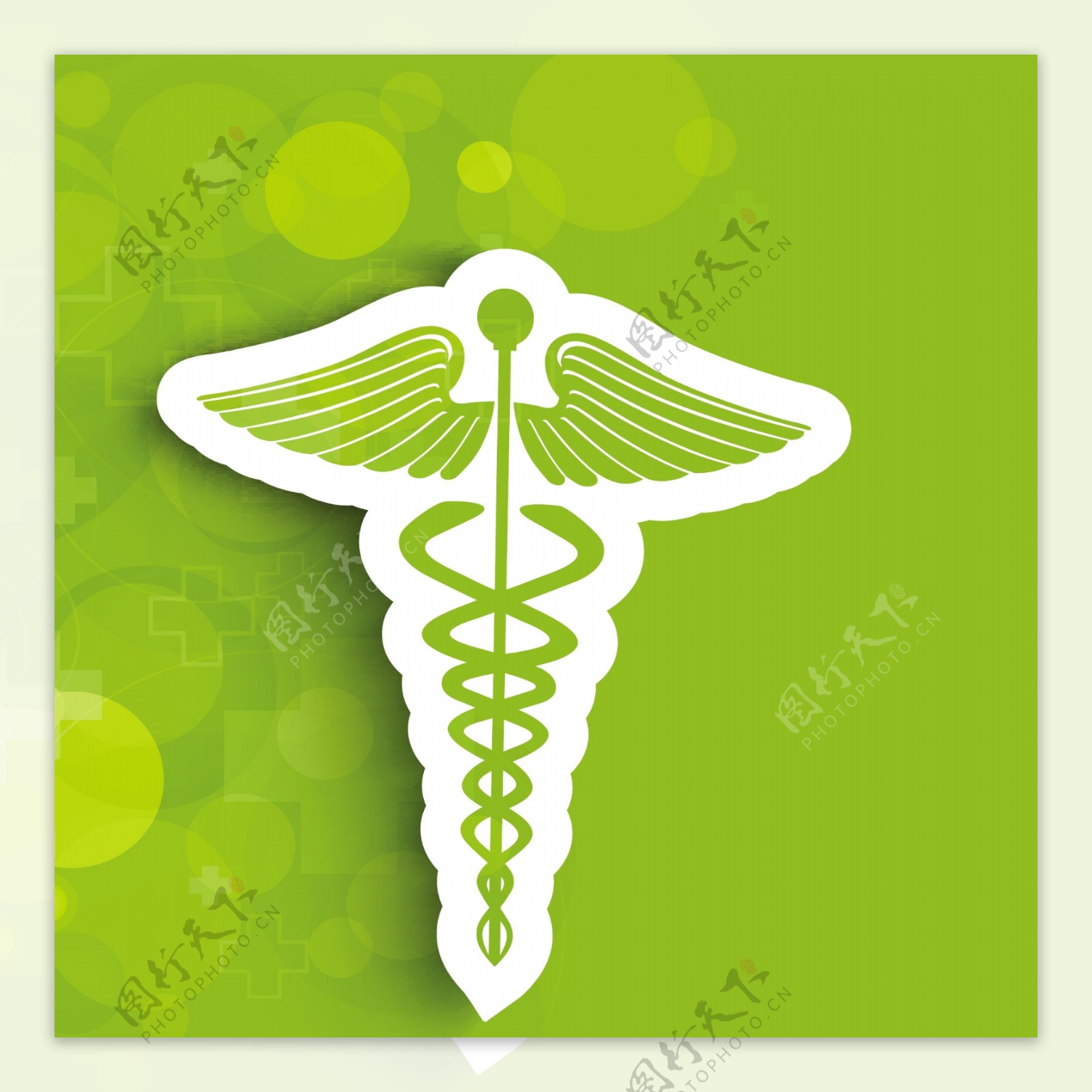 在闪闪发光的绿色背景医疗符号抽象医学概念