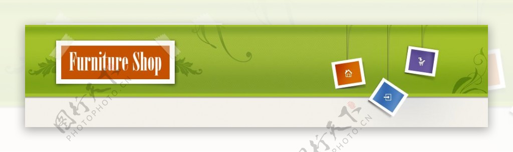 绿色花纹商城网页模板图片
