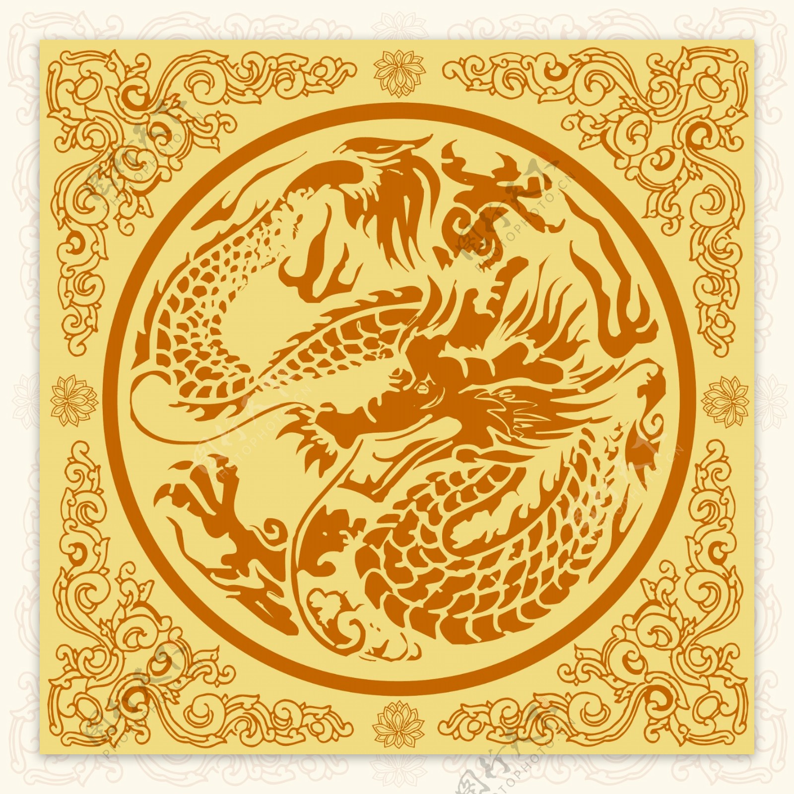 古典中国龙纹图案矢量图