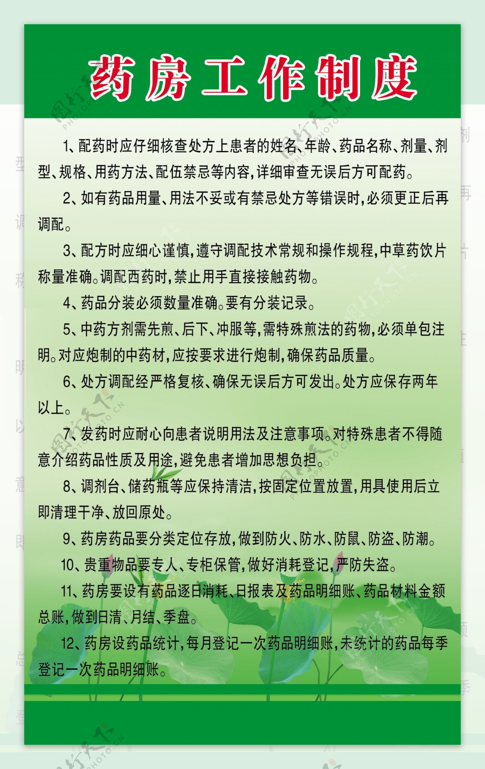 药房工制度图片