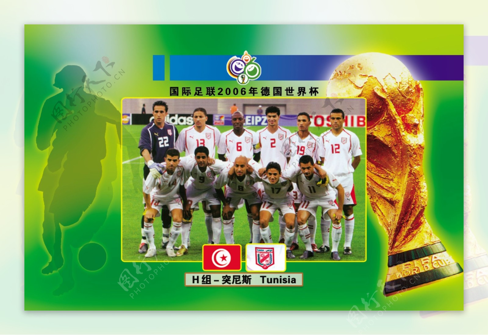 电话卡面2006年世界杯h组突尼斯图片