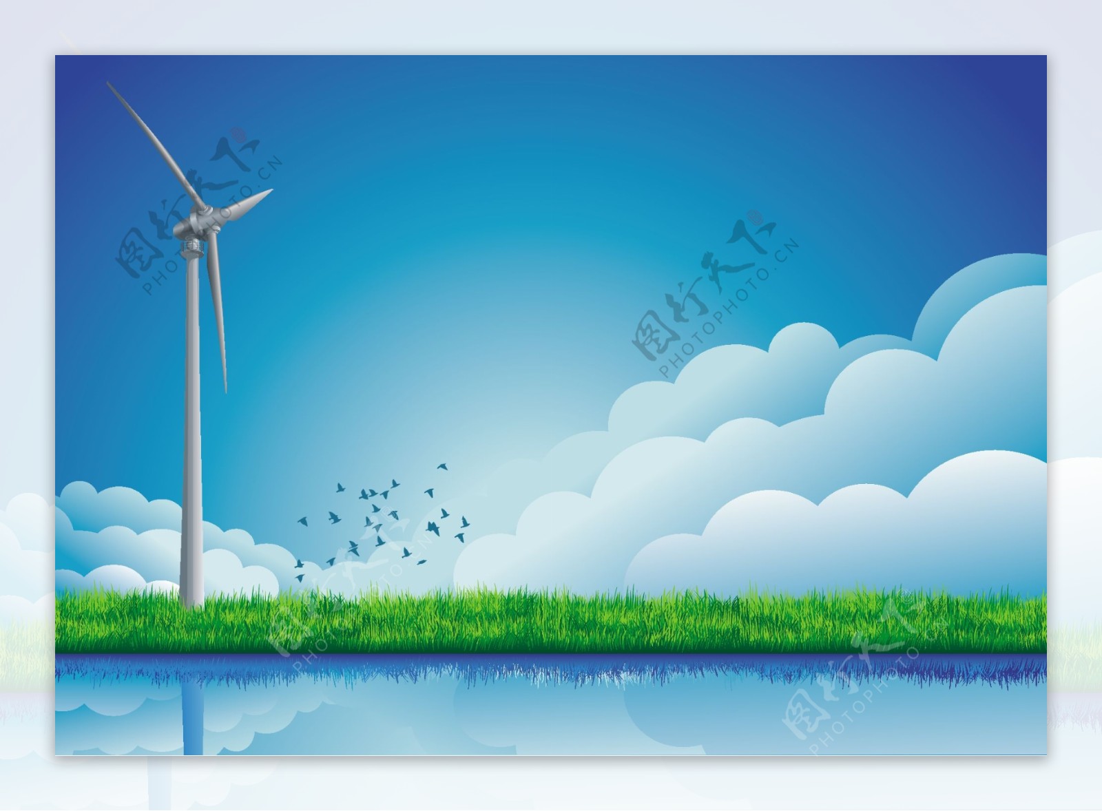 荷兰风车和风力发电矢量素材01