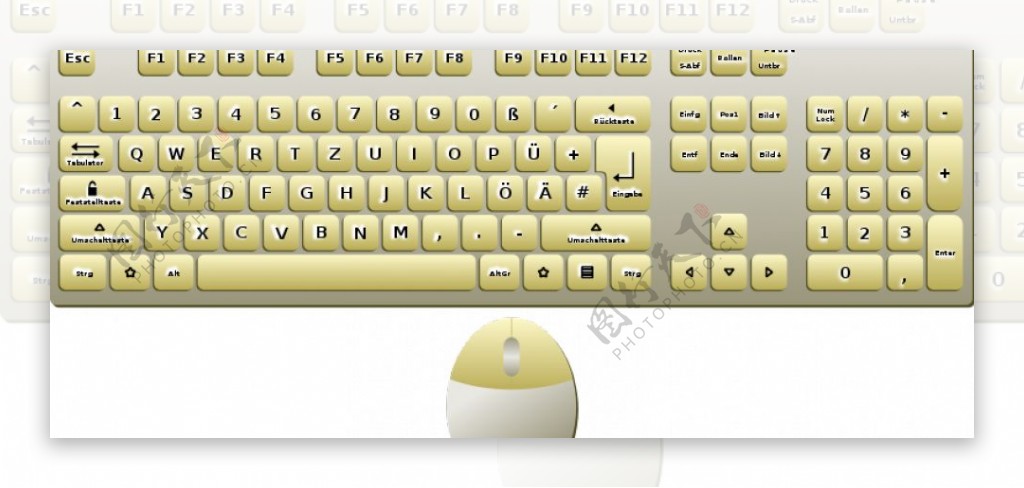 德国布局的电脑键盘的矢量图像