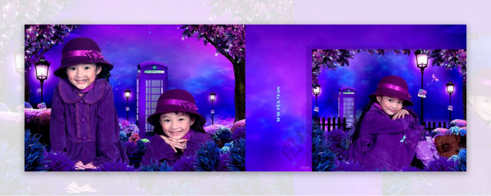 紫色梦幻儿童照片psd模板儿童数码照片模板免费儿童照片模板