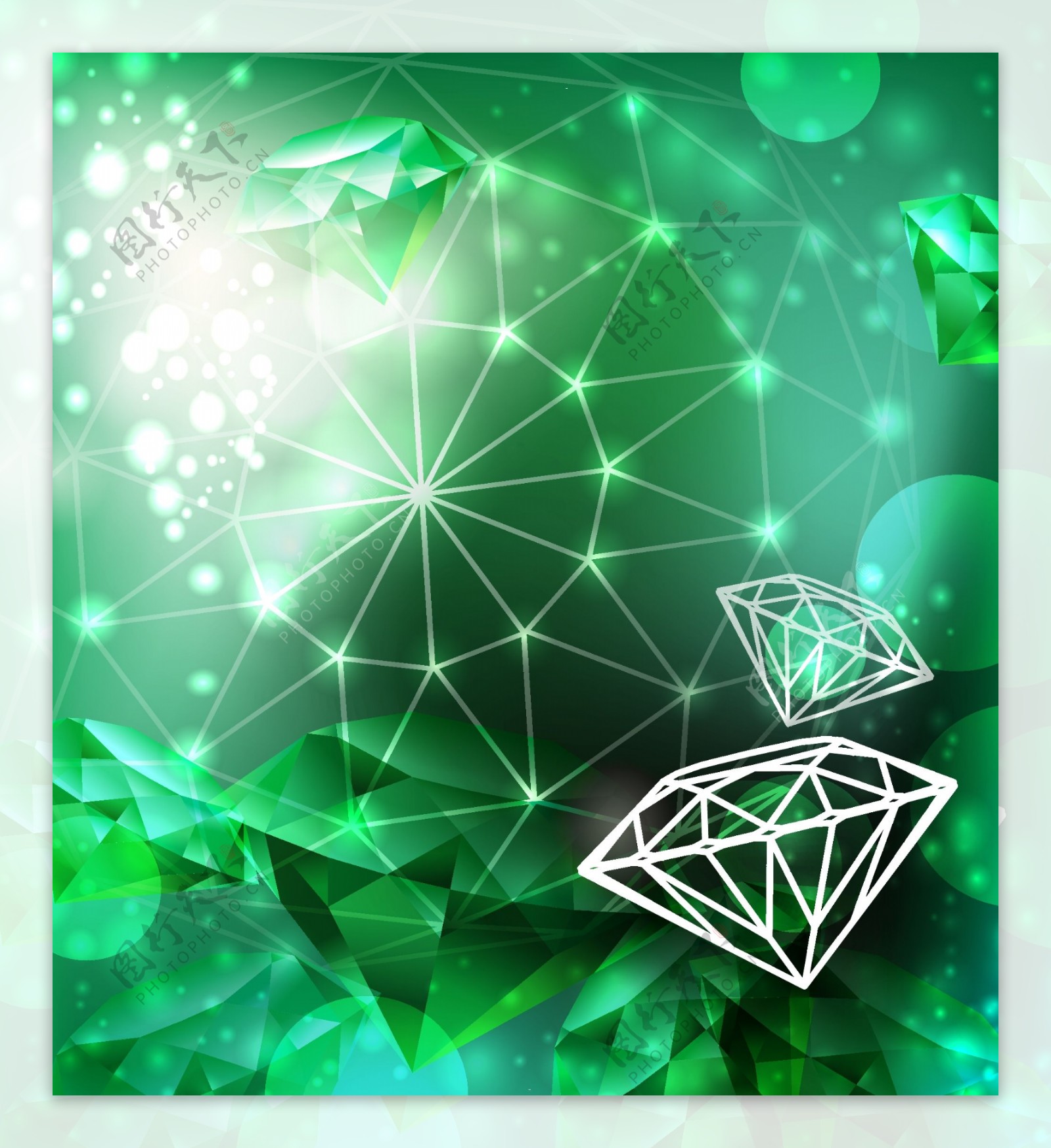 绿色钻石海报矢量素材