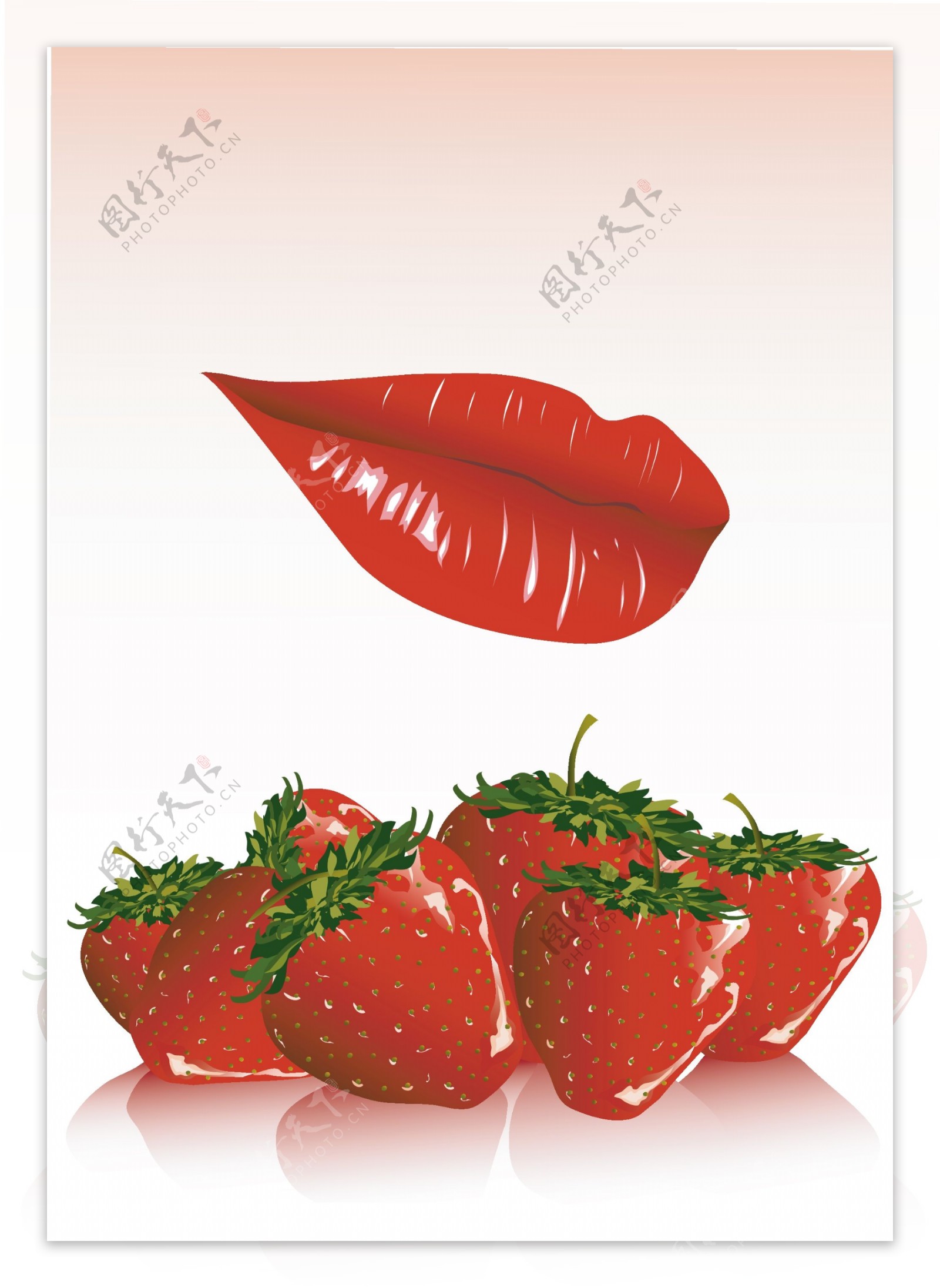 红唇与草莓矢量素材ai格式矢量嘴巴嘴唇草莓矢量素材