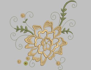 绣花植物花卉色彩灰色黄色免费素材