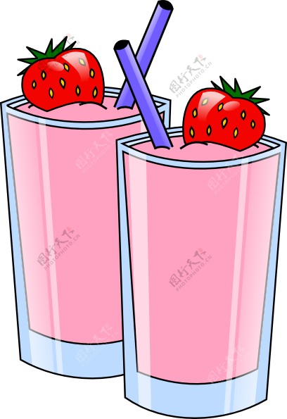 草莓冰沙饮料杯的剪辑艺术