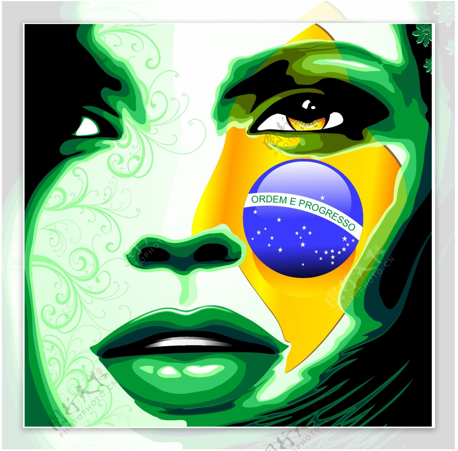 巴西世界杯人脸海报矢量图AI