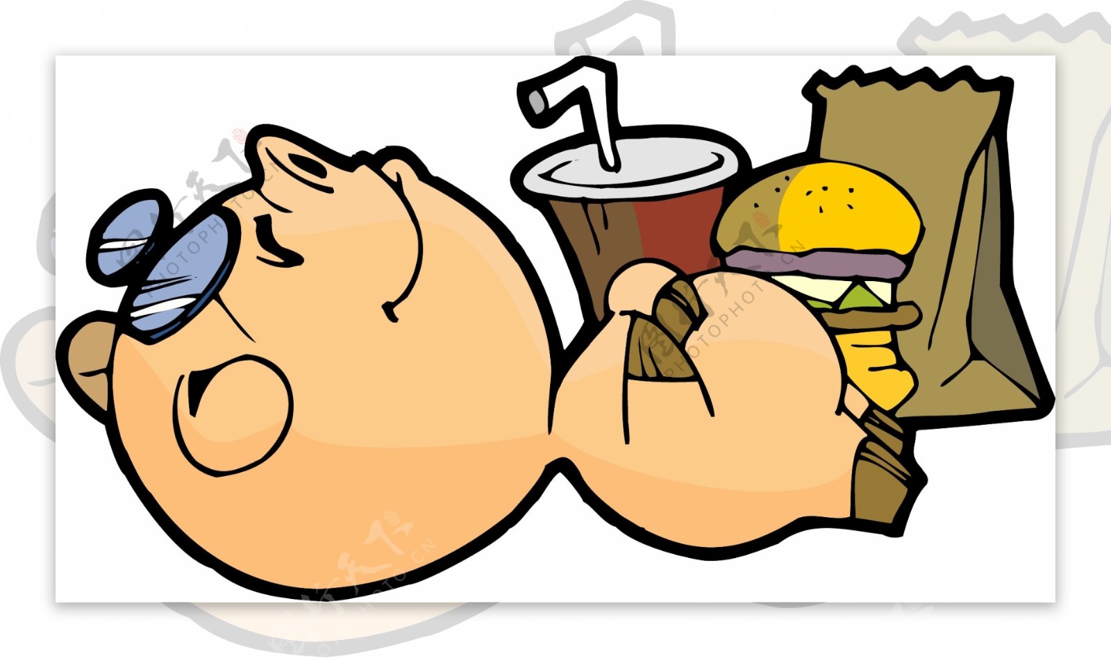 卡通生肖猪年素材可爱吃饱的小猪矢量图12