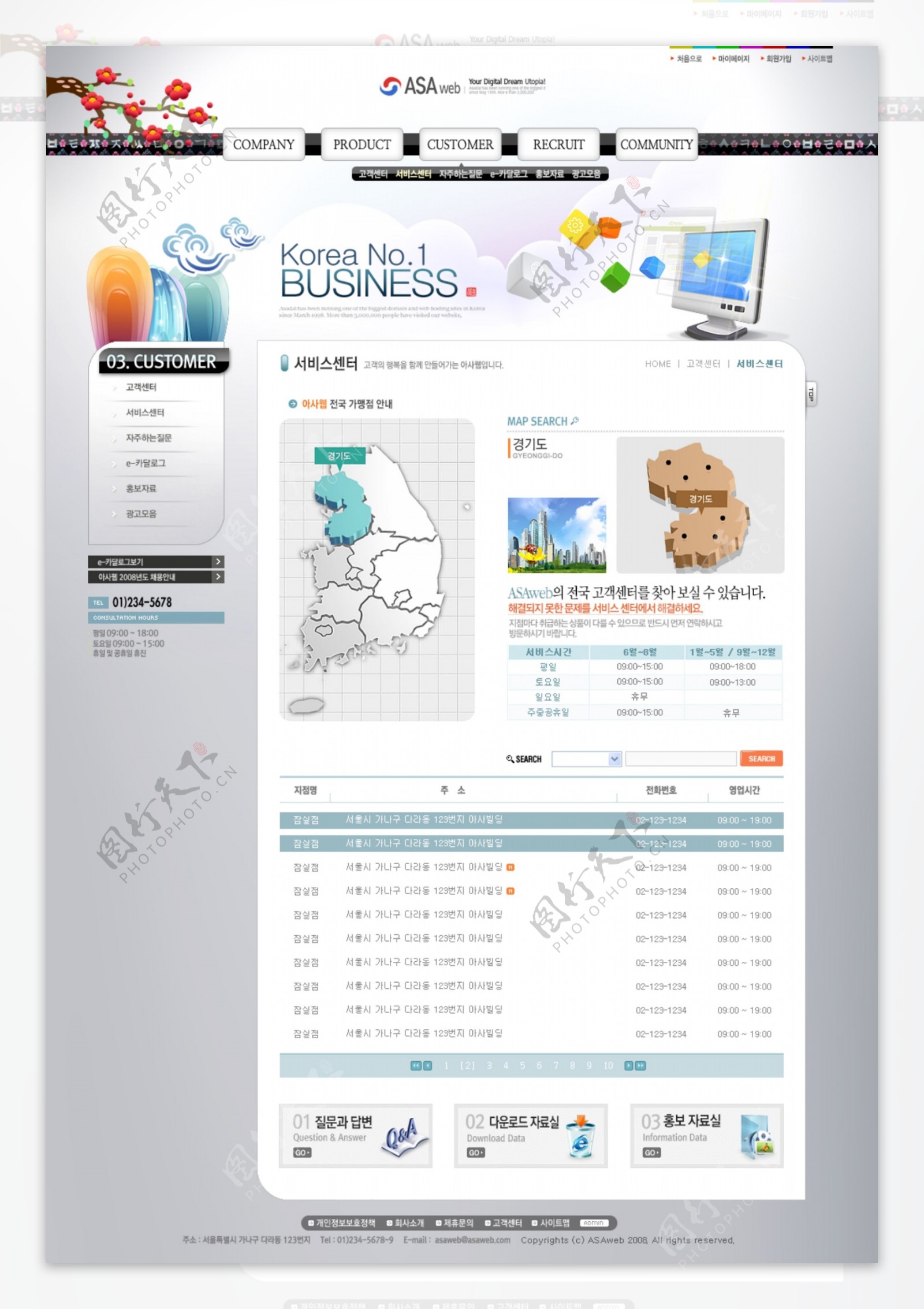 韩国商务网页模板电子商务时尚花纹蓝色科技图片