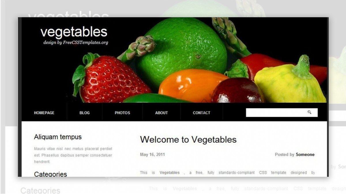 蔬菜黑色网页模板