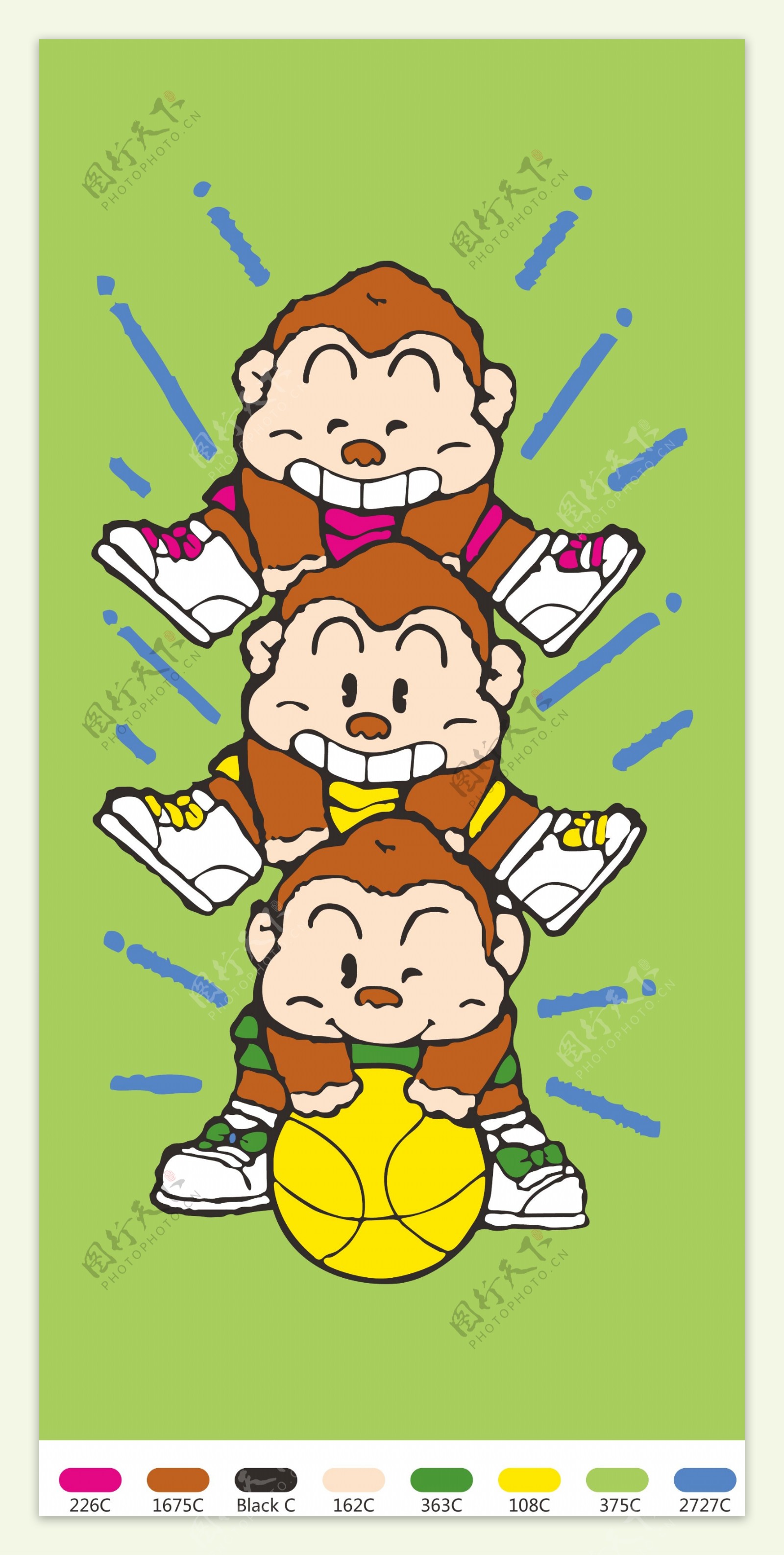 三個小猴图片